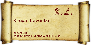 Krupa Levente névjegykártya